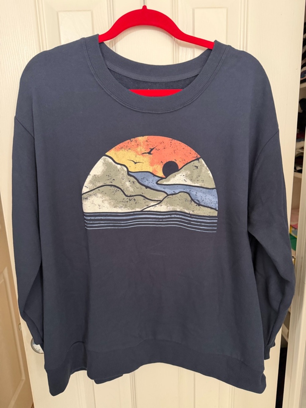 C&C California navy graphic sweatshirt with sunset print